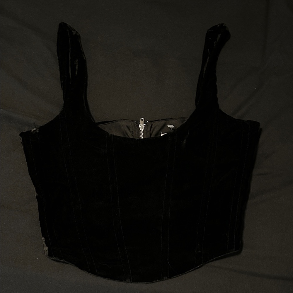 With Jean Cindy Corset Black Velvet Top Women’s Small - Picture 4 of 5
